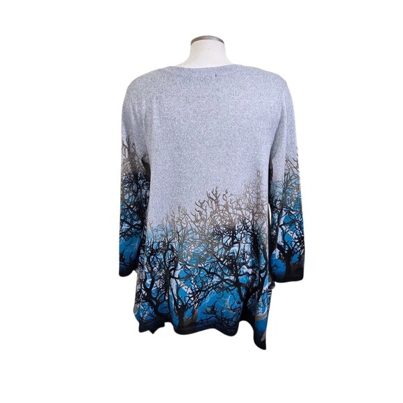 Orange Fashion Village 3X Trapeze Tunic Sweater Sharkbite Hem Night Forest Print - Picture 5 of 7